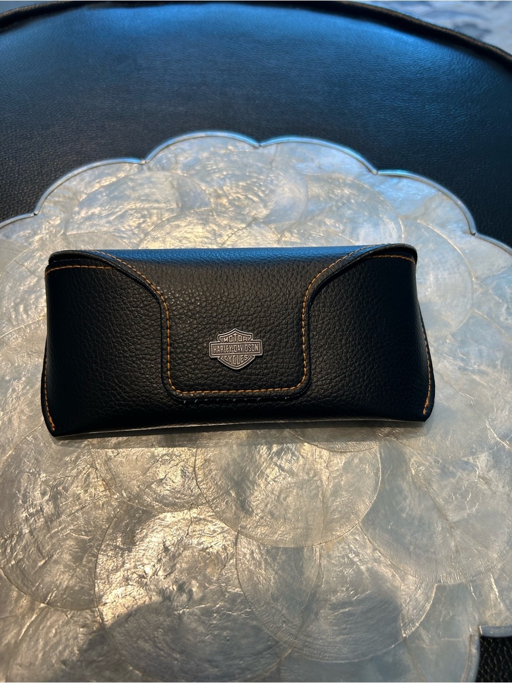 Harley-Davidson Black Glasses Case with Accent Stitching